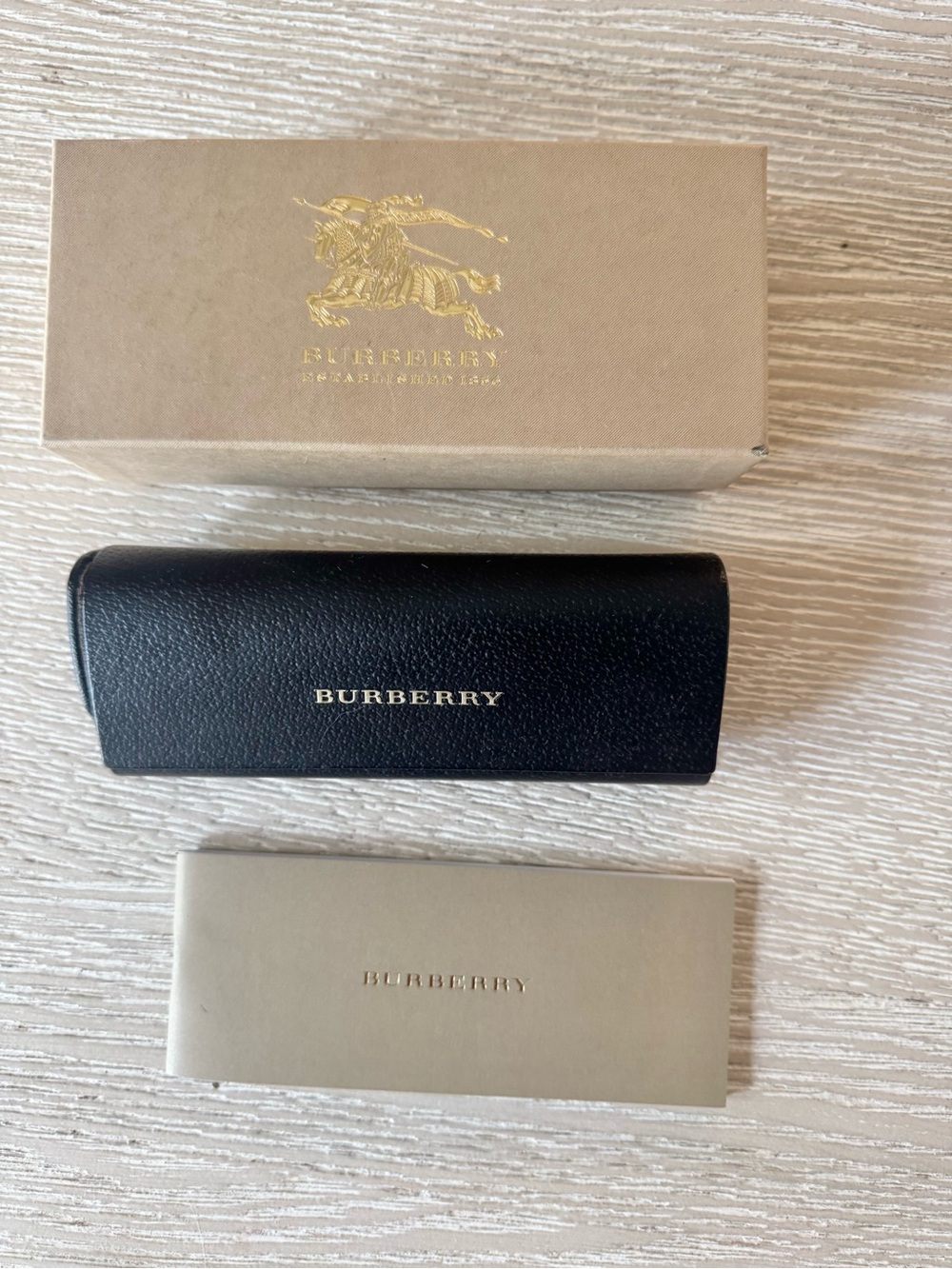 Burberry Black Hardshell sunglass case and box